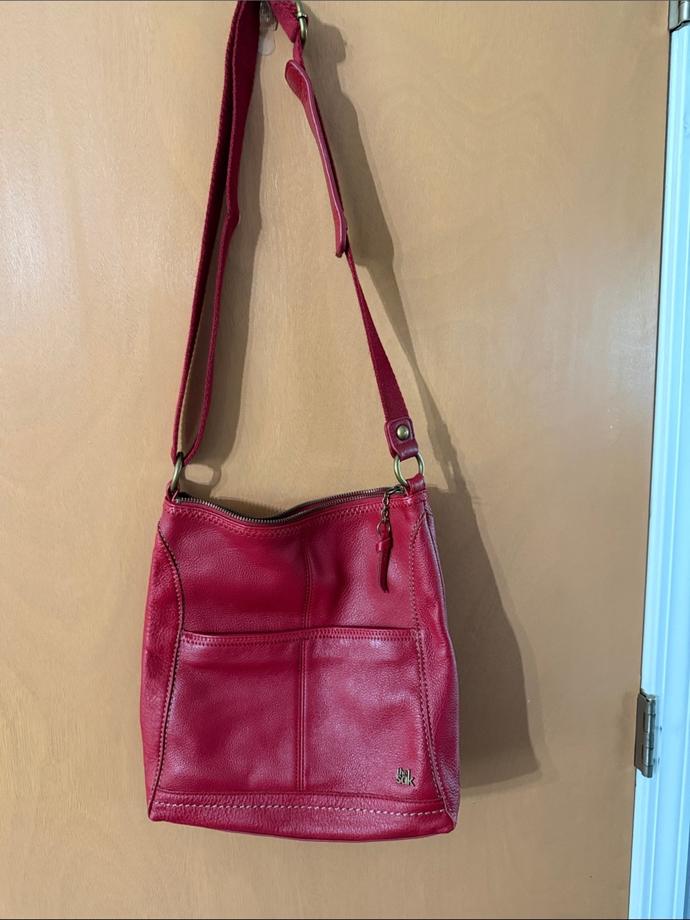 The Sak Red Leather Crossbody Shoulder Bag - Lucia